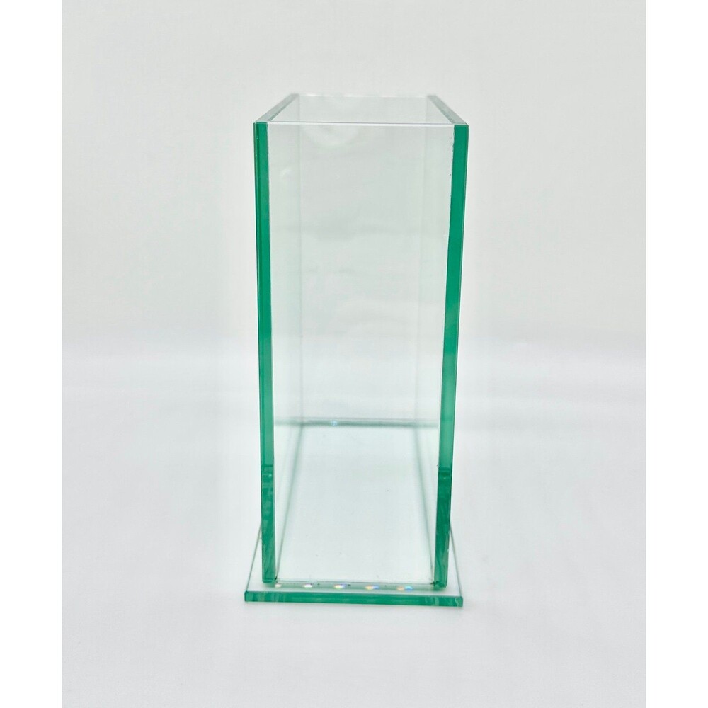 Clear Rectangular Thick Plate Glass Flower Floral Vase - Picture 3 of 8